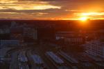 Münchner Ostbahnhof bei Sonnenuntergang