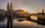 In Zürich an der Limmat kurz nach Sonnenaufgang 3